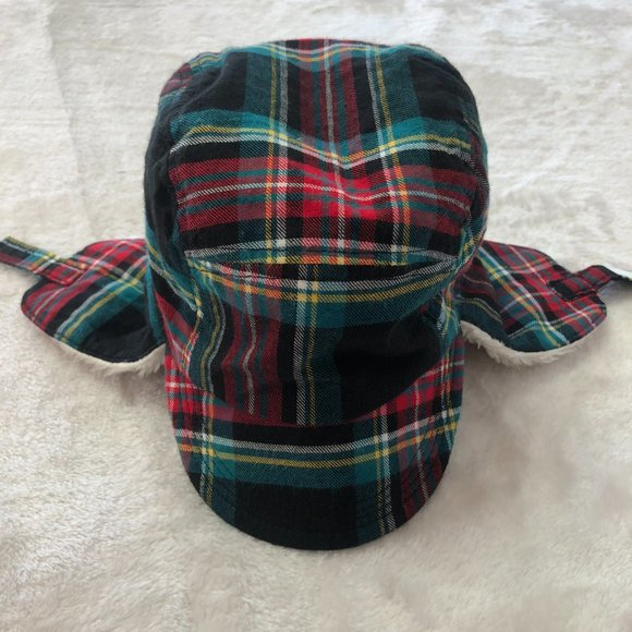 Baby Gap Tartan Plaid Fleece Lined Winter Trapper Hat - Picture 7 of 8
